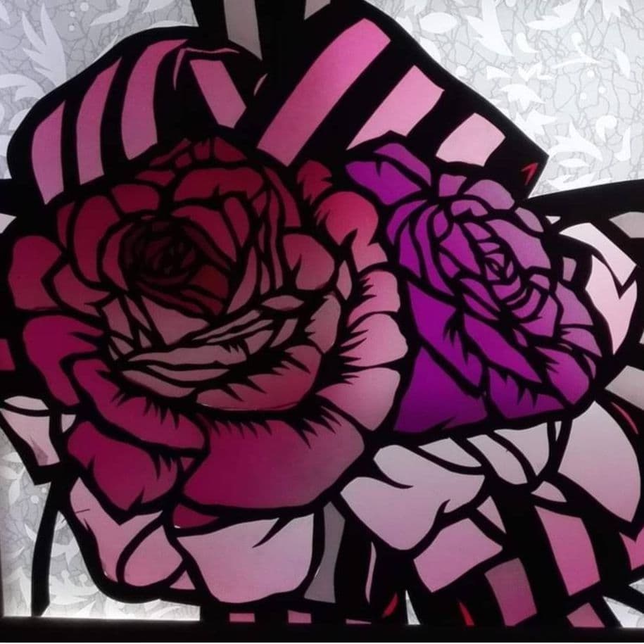 グラスアートのお花の作品