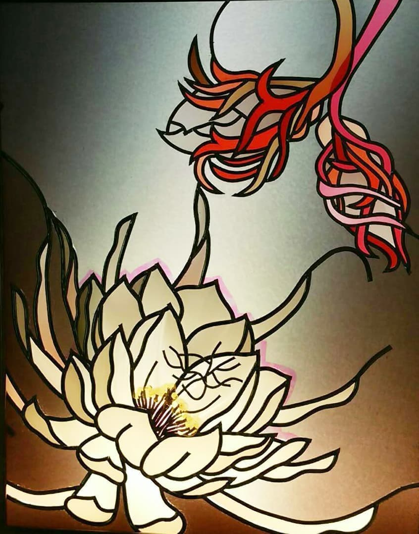 2017　第11回グラスアートコンクールで入賞した月光欲というタイトルの作品